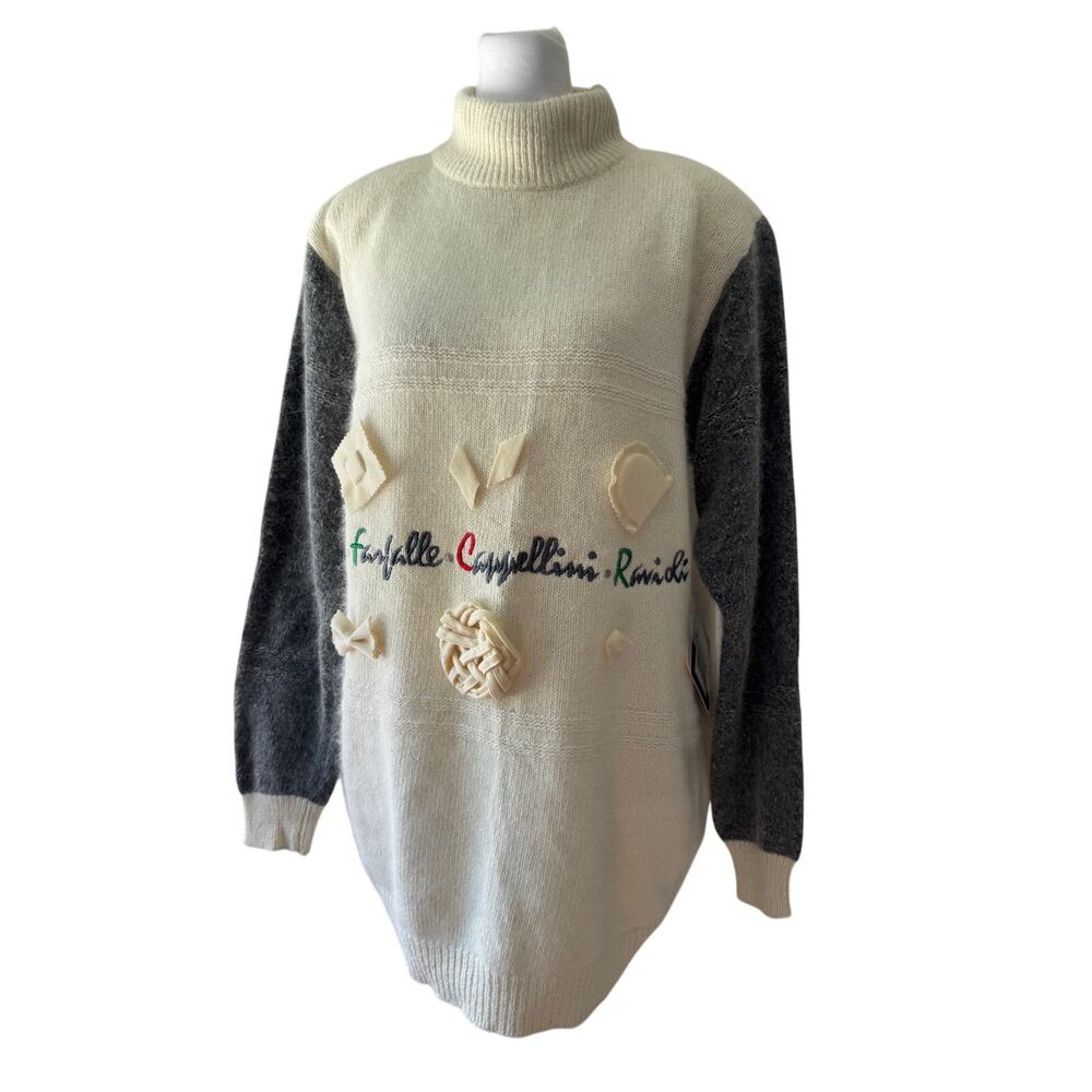 NWT Vintage ‘92 IB Diffusion Pasta Motif Silk, Angora & Lambswool Sweater